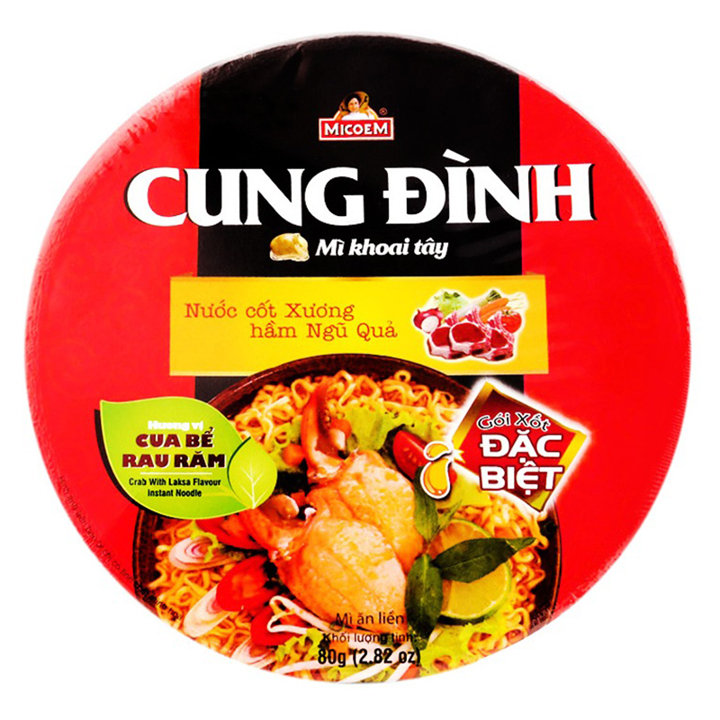 Thùng 24 Ly Mì Khoai Tây Cung Đình Hương Vị Cua Bể Rau Răm