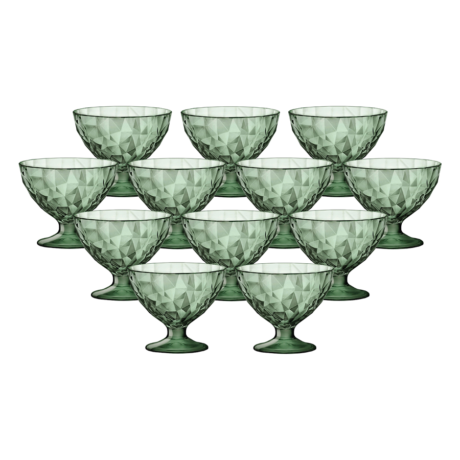 Bộ 12 Ly Kem Thủy Tinh Diamond Bormioli Rocco 302255M04321990 - Xanh Lá
