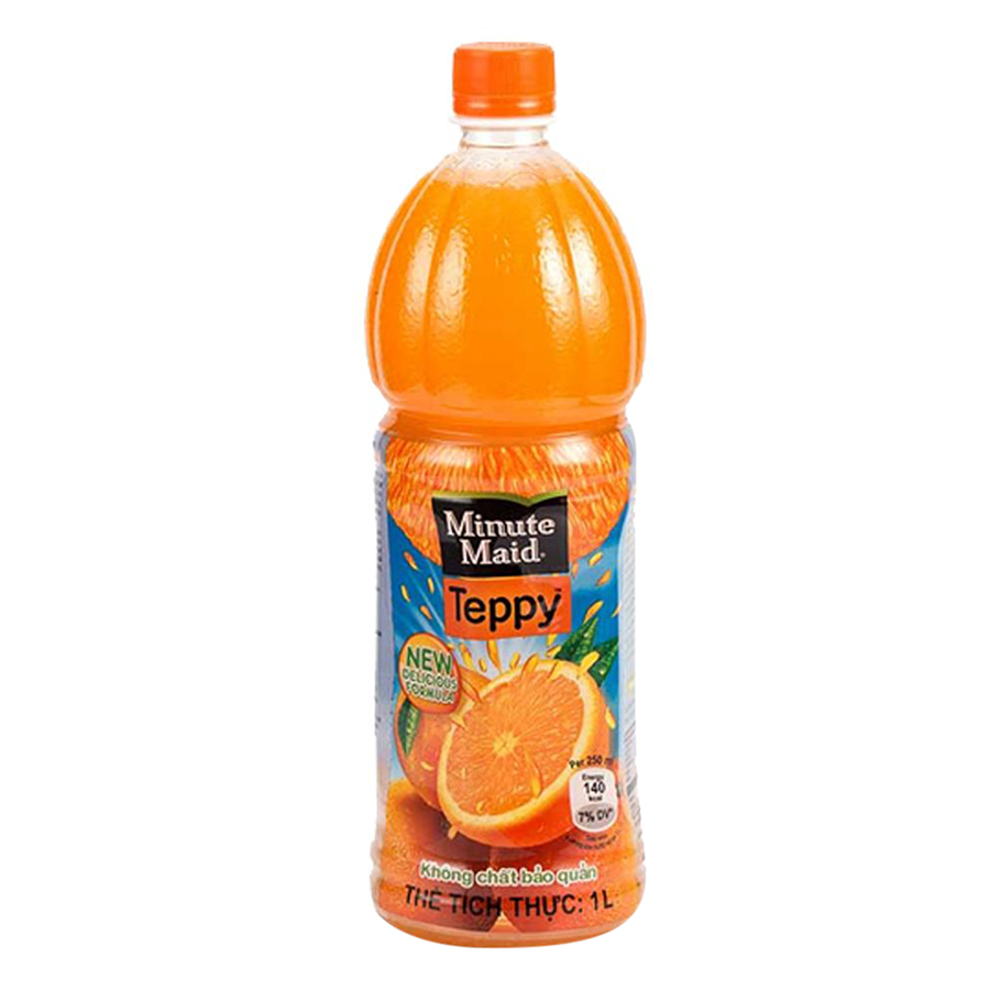 Lốc 6 Chai Nước Cam Có Tép Teppy Minute Maid