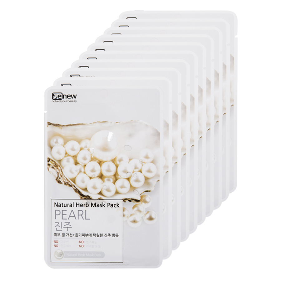 Mặt Nạ Ngọc Trai Benew Natural Herb Mask Pack Pearl COMBO 10 LÁ (Hộp 10 Miếng x 22ml)