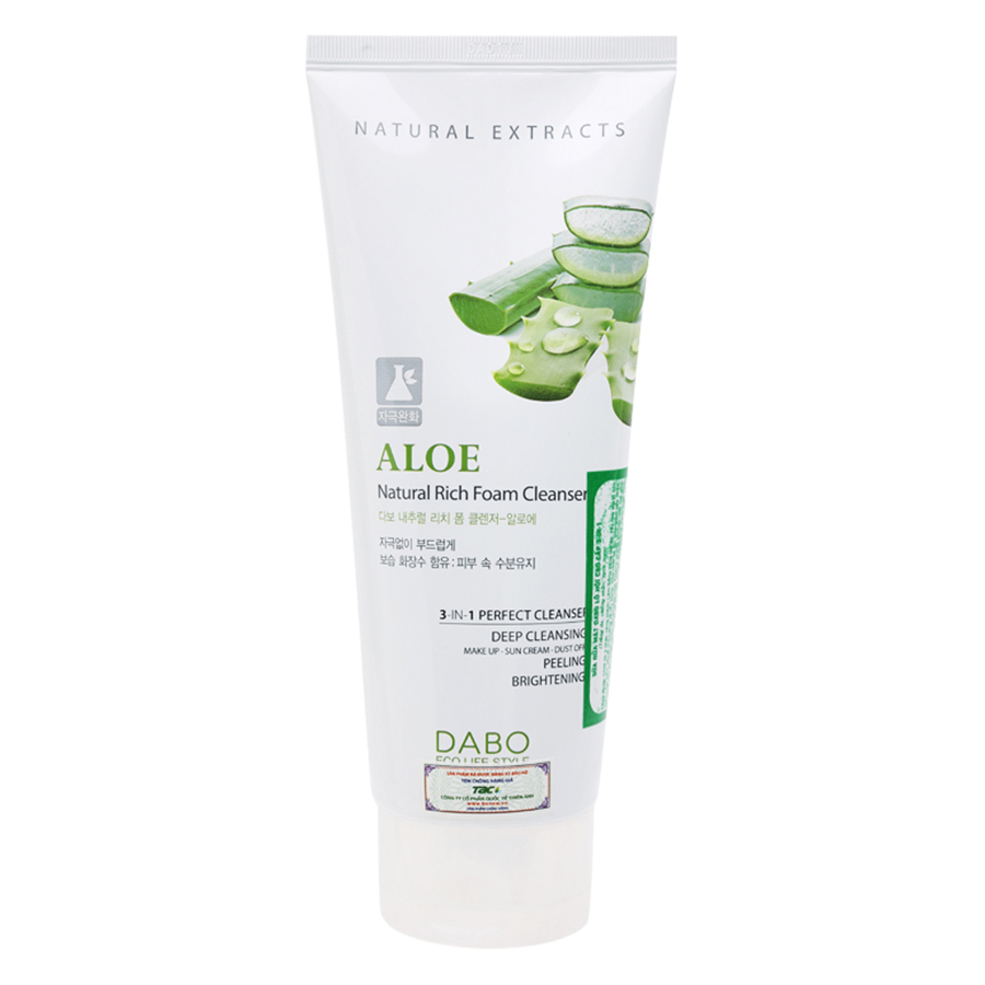 Sữa Rửa Mặt Lô Hội Trắng Da Mềm Mịn Dabo Nature Aloe (180ml)