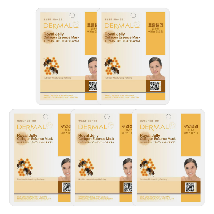 Combo 5 Mặt Nạ Dermal Tinh Chất Collagen Với Chiết Xuất Sữa Ong Chúa