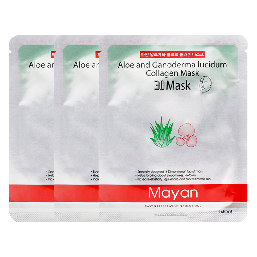 Combo 3 Mặt Nạ 3D Mayan Collagen Linh Chi Lô Hội