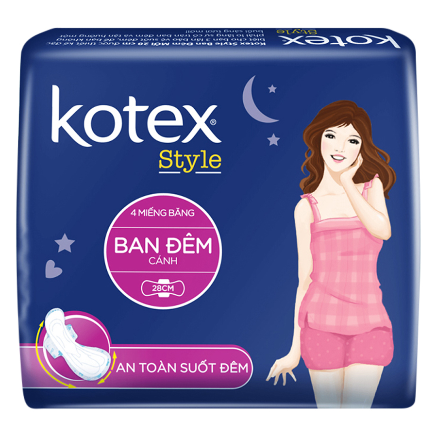 Bộ 8 Gói Băng Vệ Sinh Kotex Style Cánh Đêm 28cm