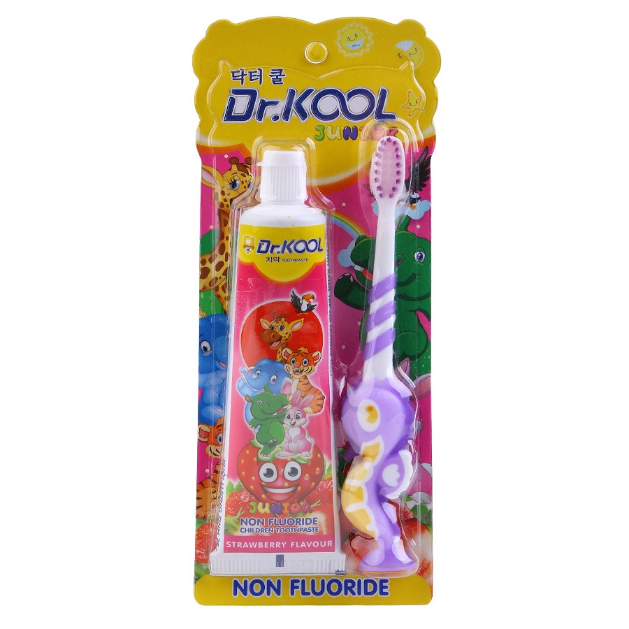 Combo Bàn Chải Cá Ngựa Dr. Kool + Kem Đánh Răng Dr. Kool Kid Hương Dâu (75g)