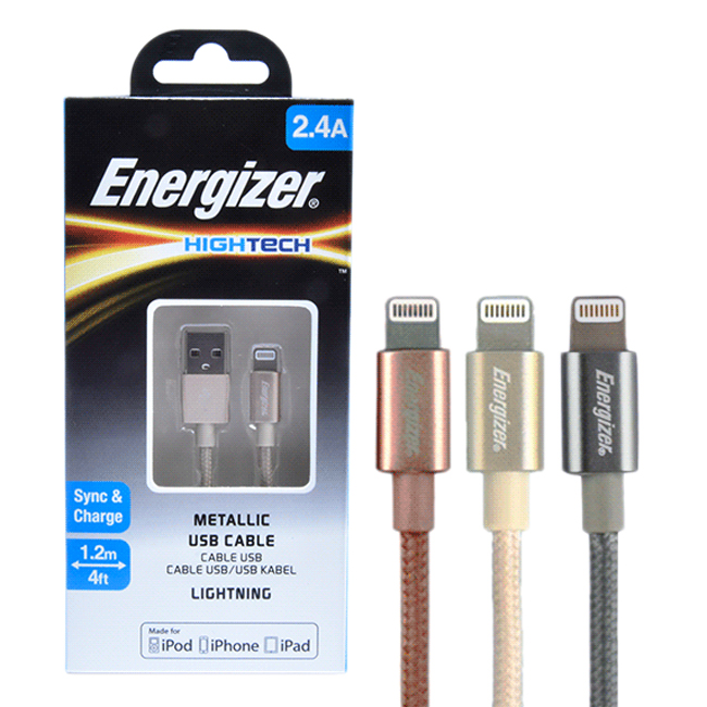 Cáp Sạc Energizer Lightning  1.2m Metallic - Hàng Chính Hãng