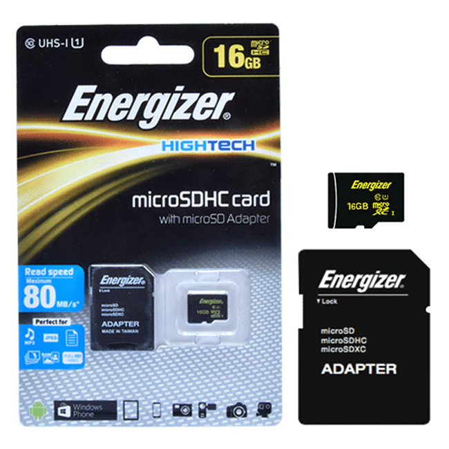 Thẻ Nhớ Energizer 16GB Micro SDHC Class 10 Up To 80mb/s (Kèm Adapter) FMDABH016A - Hàng Chính Hãng