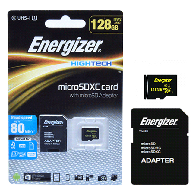 Thẻ Nhớ Energizer 128GB Micro SDXC Class 10 Up To 80mb/s (Kèm Adapter) FMDAAH128A - Hàng Chính Hãng