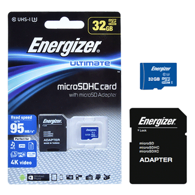 Thẻ Nhớ Micro SDHC Energizer 32GB Class 10 Up To 95mb/s (Kèm Adapter) FMDAAU032A - Hàng Chính Hãng