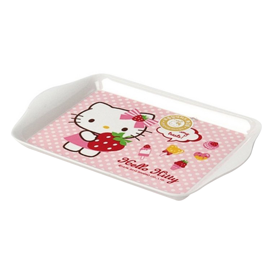 Khay Mini Hình Chữ Nhật Bằng Nhựa Lock&amp;Lock Hello Kitty LKT462 (21 x 14 x 1.9 cm)