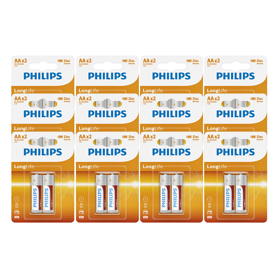 Combo 12 Vĩ Pin Kẽm Philips AA R6L2B