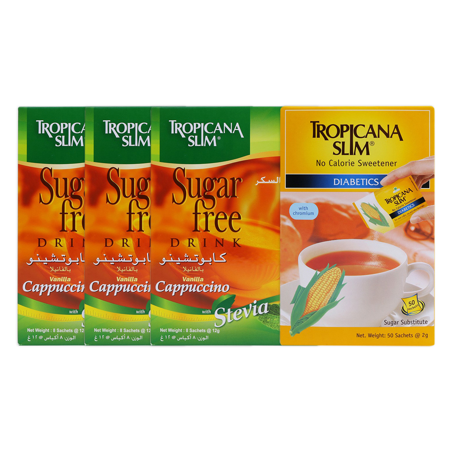 Combo 3 Hộp Cà Phê Tropicana Slim + Hộp Đường Ăn Kiêng Diabetics Tropicana Slim