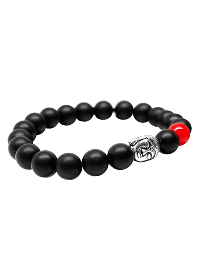 Vòng Tay Đá Obsidian Mix Charm Bạc - San Hô Đỏ