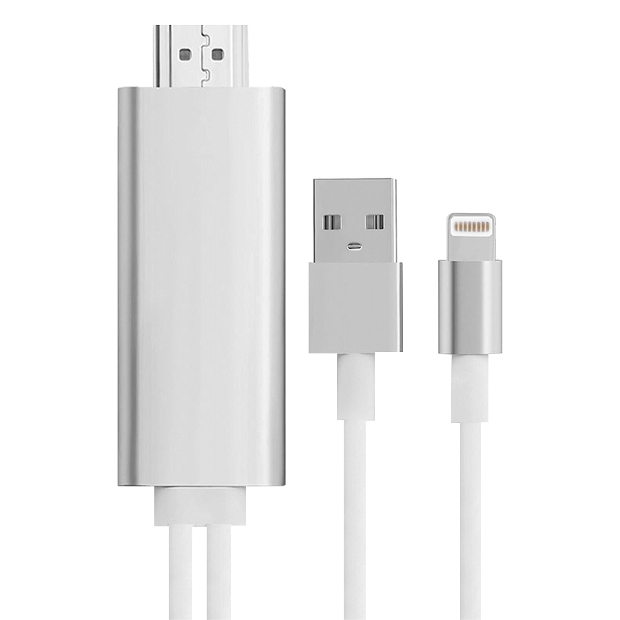 Cáp Lighting To HDMI Cho Iphone 5/5s/6/6s/6Plus/ iPad Mini/ Mini 2/ iPad Air (2m) – Trắng