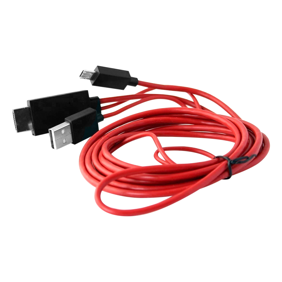 Cáp HDMI MHL Cho Điện Thoại Android (Đỏ) - Tặng Đầu Nối Dài Cáp HDMI