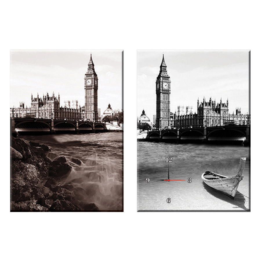 Tranh đồng hồ treo tường CẢNH ĐẸP THÀNH PHỐ LONDON - Q22-OM-180-DH (30 x 50 cm) Thế Giới Tranh Đẹp