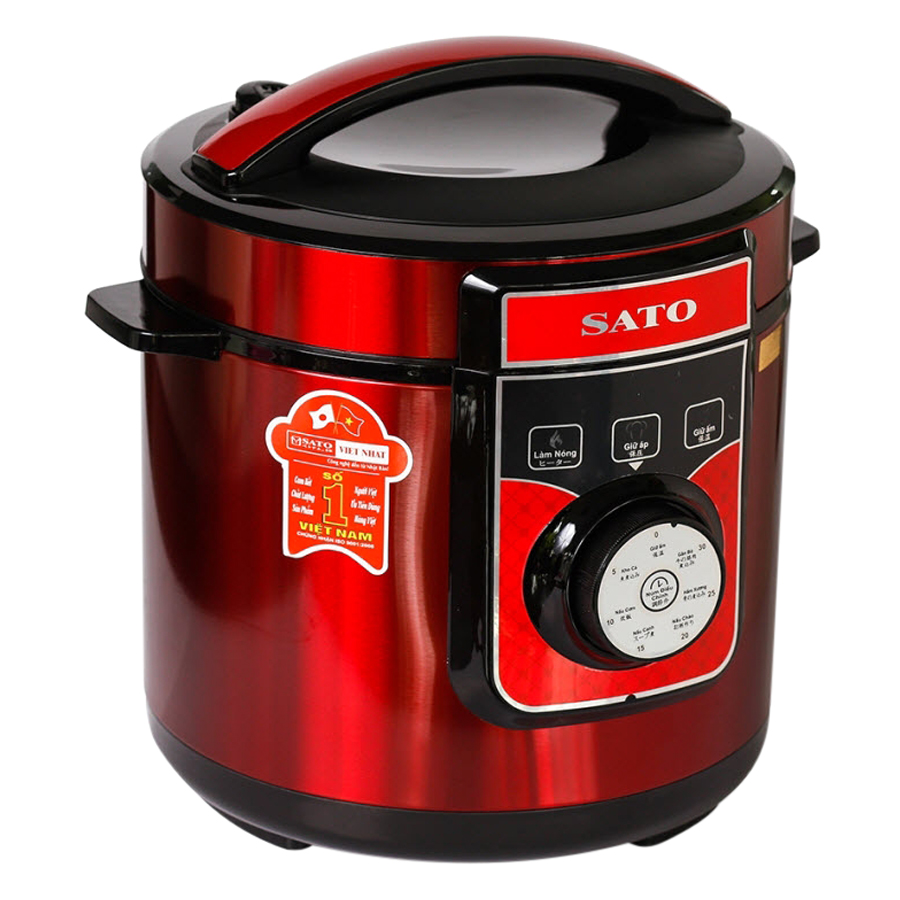 Nồi Áp Suất SATO ST-604PC(B) (6L) - Đỏ Đen - Hàng chính hãng