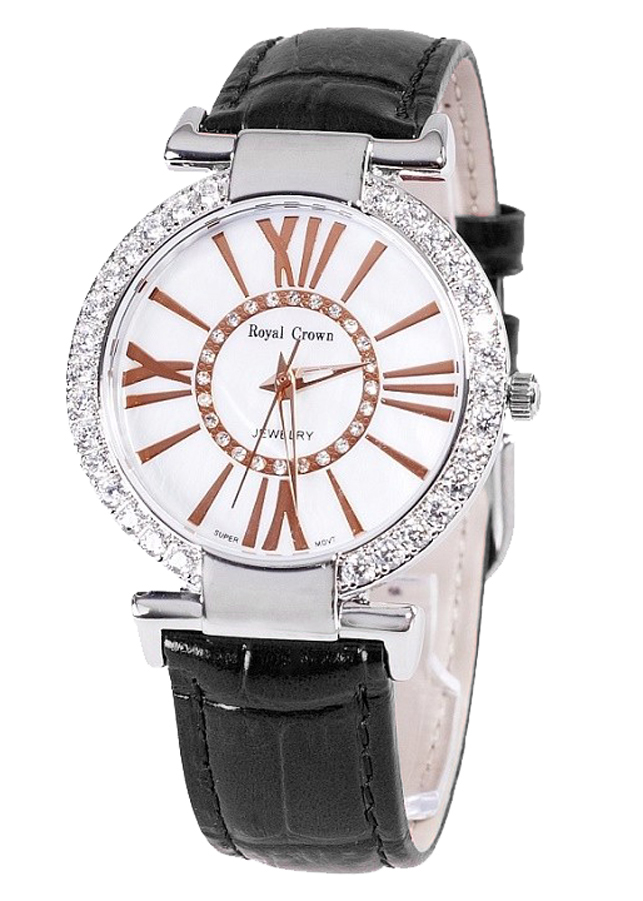Đồng Hồ Nữ Dây Da Royal Crown 6116STP - Đen