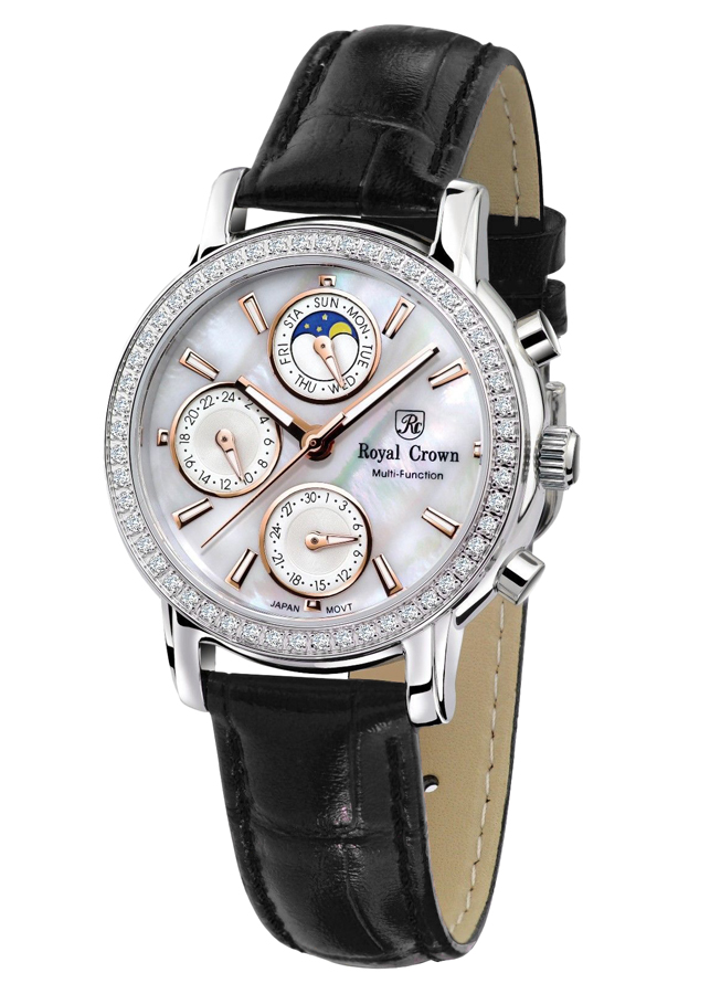 Đồng Hồ Nữ Dây Da Royal Crown 6420ST  - Đen