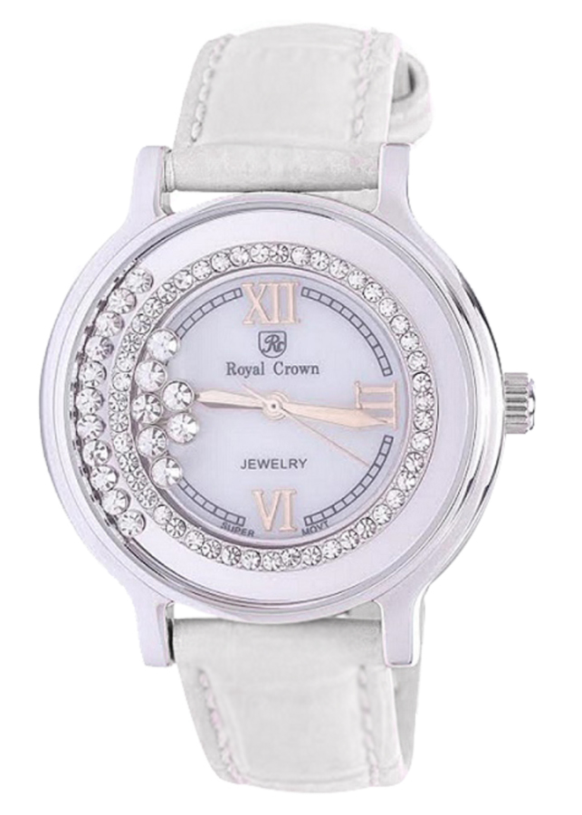 Đồng Hồ Nữ Dây Da Royal Crown 3638ST - Trắng