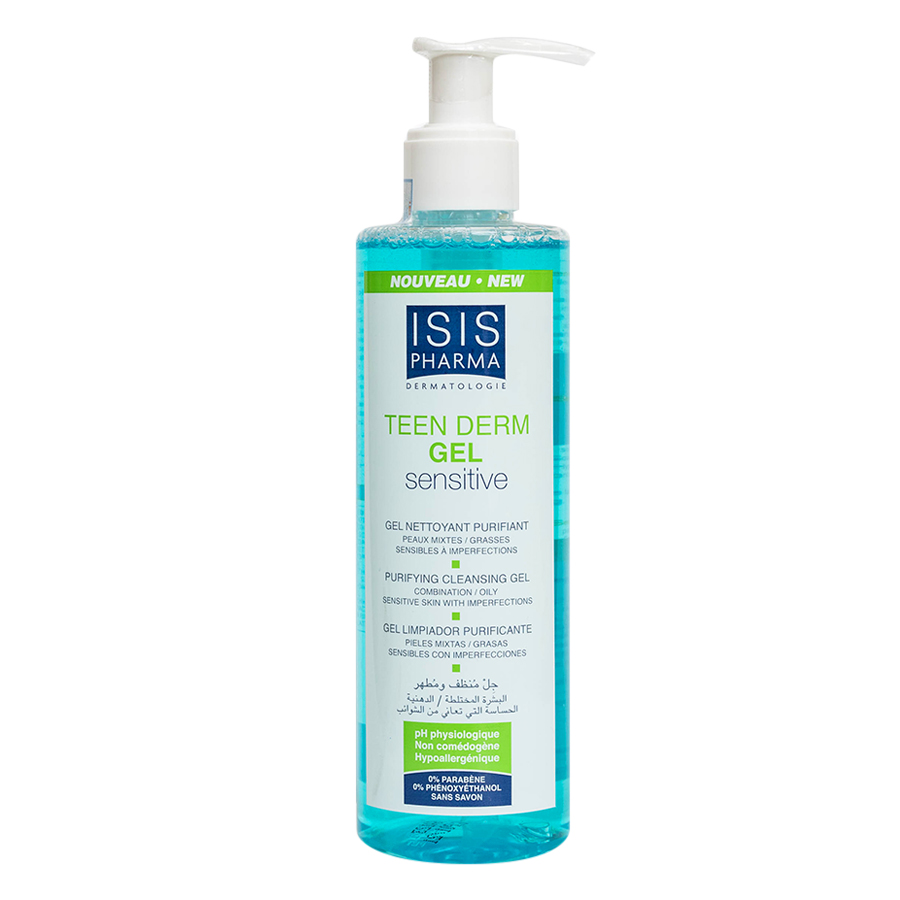 Gel Rửa Mặt Da Nhạy Cảm Giảm Nhờn Ngừa Mụn ISIS Pharma Teen Derm Gel Sensitive (250ml)