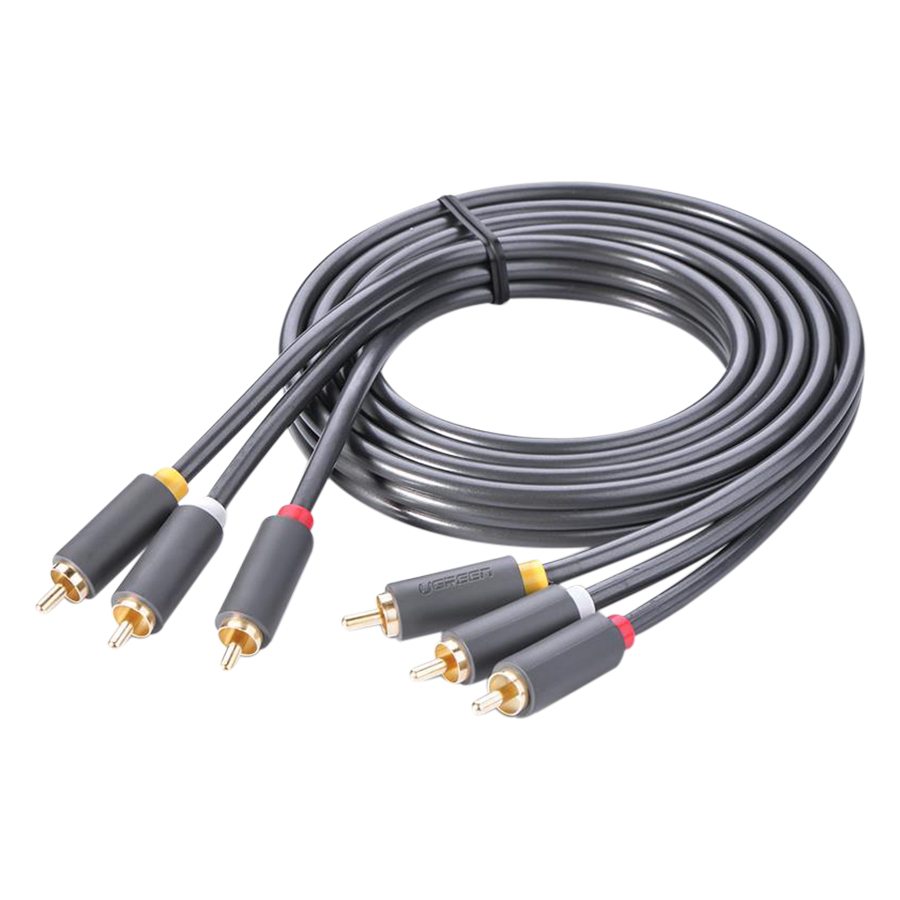 Cáp AV 3RCA Male To 3RCA Male Ugreen AV105 10526 - Đen - Hàng Chính Hãng