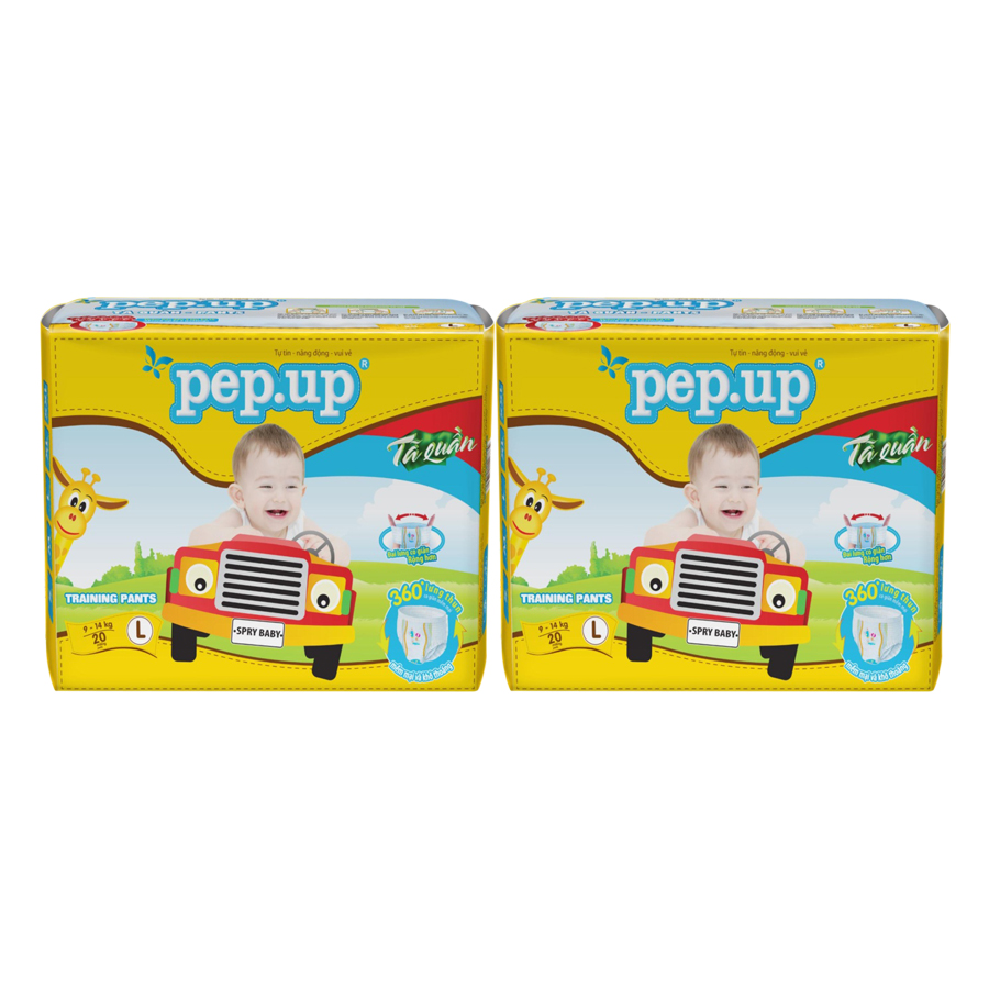 Combo 2 Gói Tã Quần Pep.up Vàng - Size L (20 Miếng/Gói)