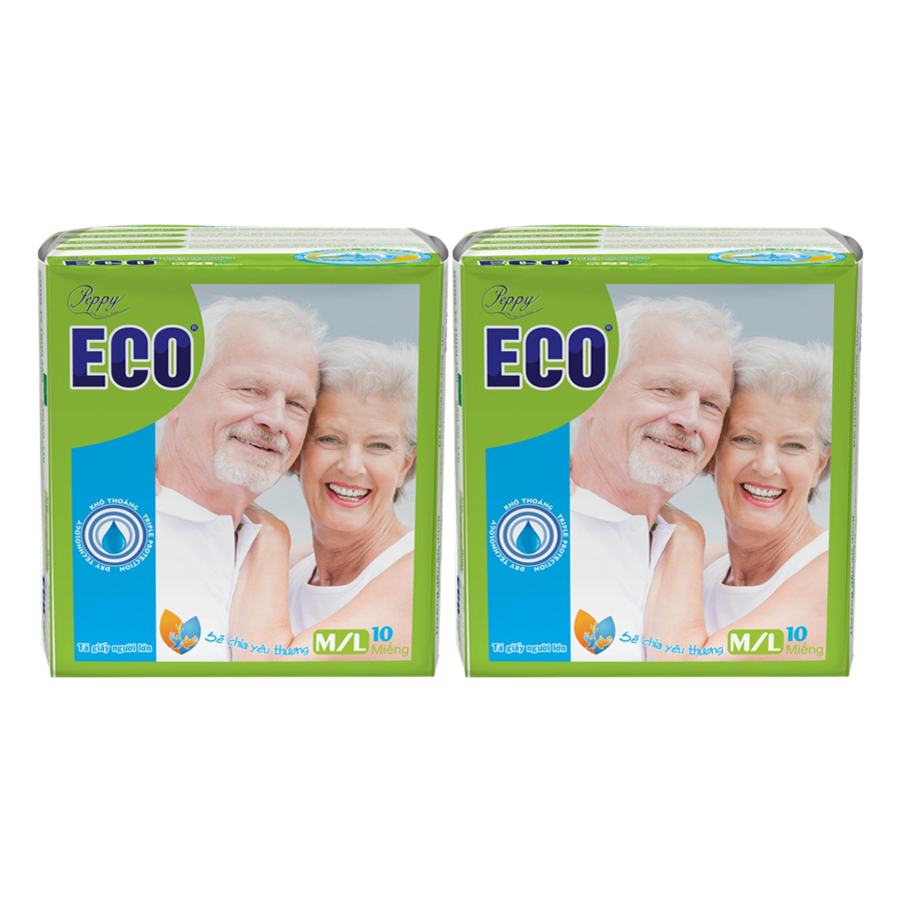 Combo 2 Tã Dán Người Lớn Peppy Eco Siêu Thấm Size M/L (10 Miếng)