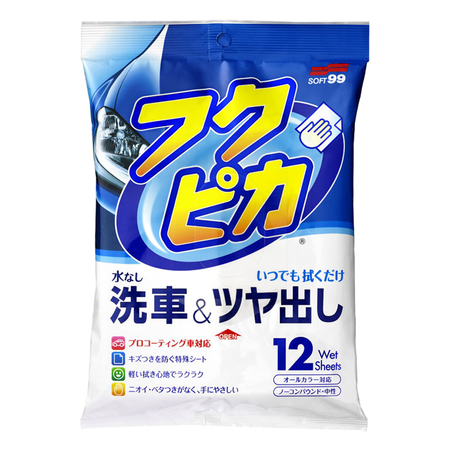 Chất Bảo Vệ Xe FUKUPIKA WASH & WAX 12 Wipes Soft99 W-220