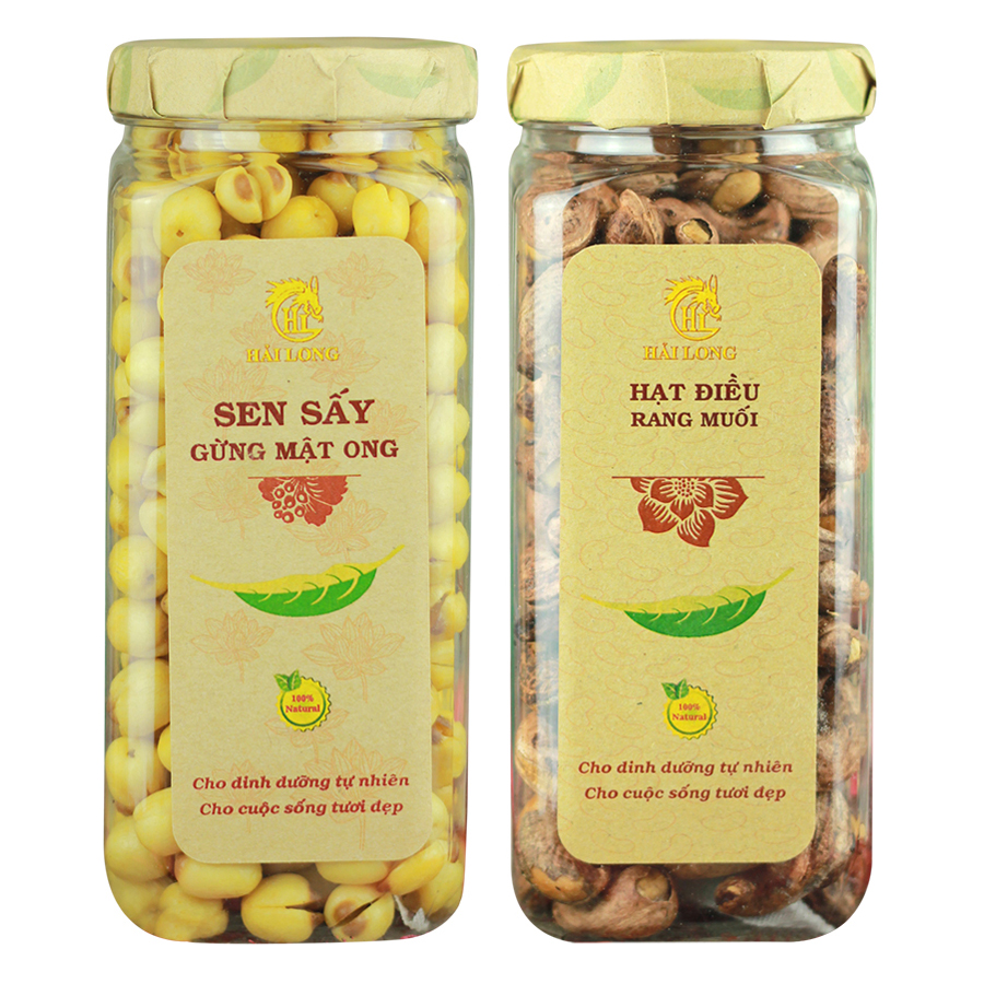 Combo Sen Sấy Gừng Mật Ong Hải Long (230g) + Hạt Điều Rang Muối Vỏ Lụa Hải Long (250g)