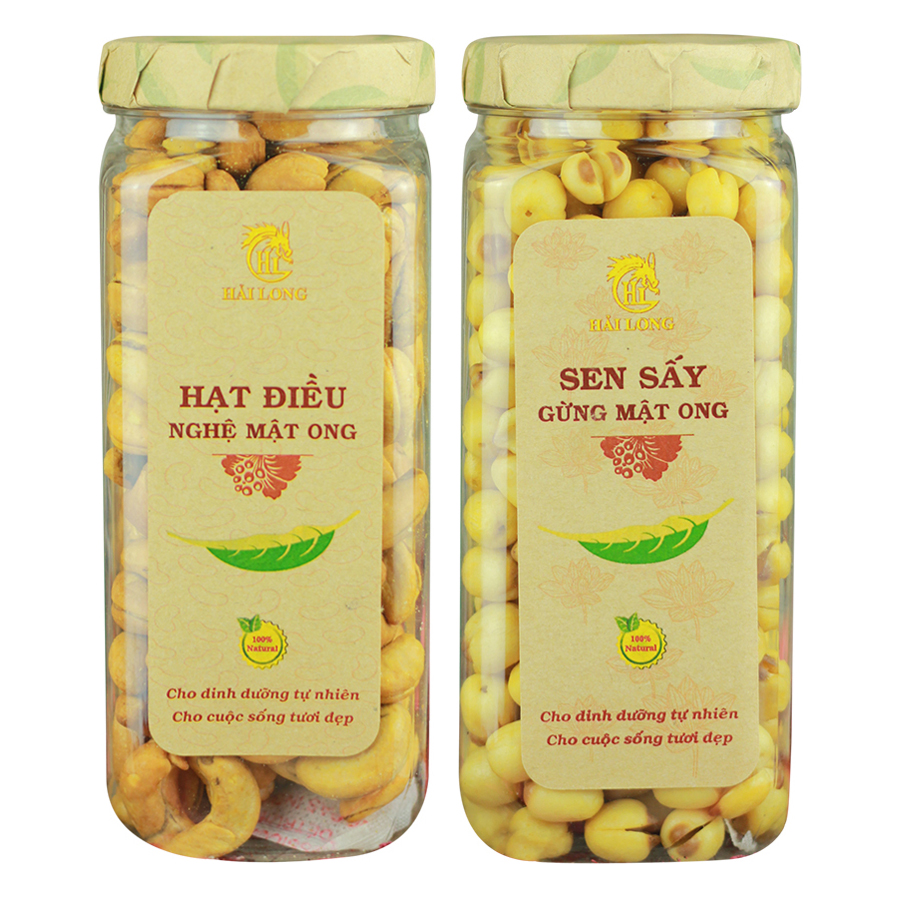 Combo Sen Sấy Gừng Mật Ong Hải Long (230g) + Hạt Điều Nghệ Mật Ong Hải Long (250g)