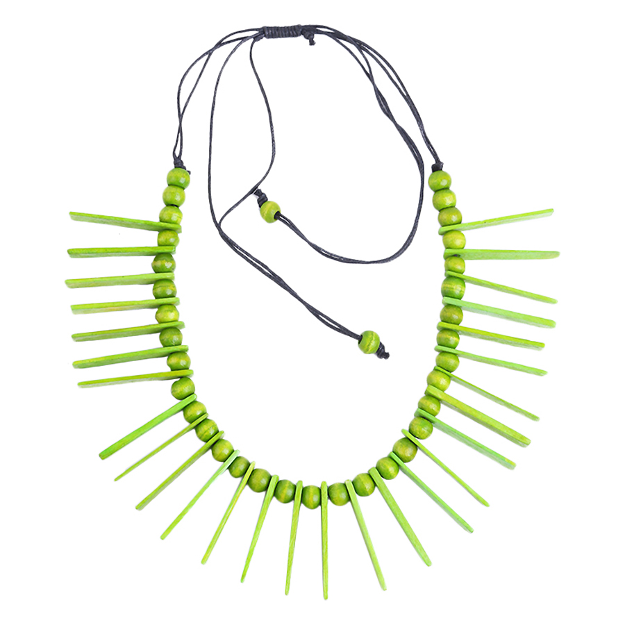 Vòng Cổ Gỗ Handmade Mẫu 3 Đan Như - Xanh Lá