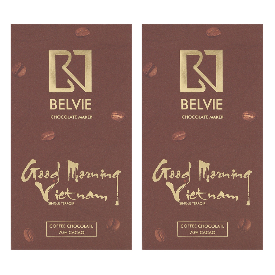 Bộ 2 Thanh Socola Café Good Morning Belvie - 70% Cacao