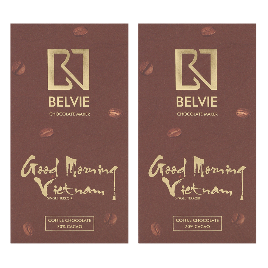 Bộ 2 Thanh Socola Café Good Morning Belvie - 70% Cacao (80g/Thanh)