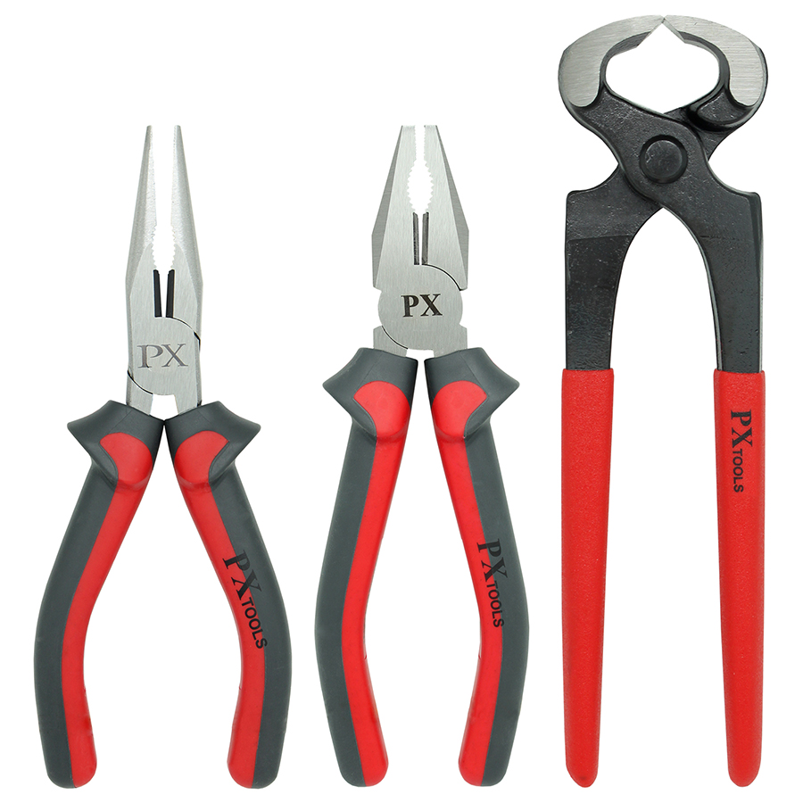 Hộp 3 Kềm PX 303100048 Kềm Mũi Dài (160mm) - Kềm Đa Năng (160mm) - Kềm Càng Cua (200mm) - Đỏ