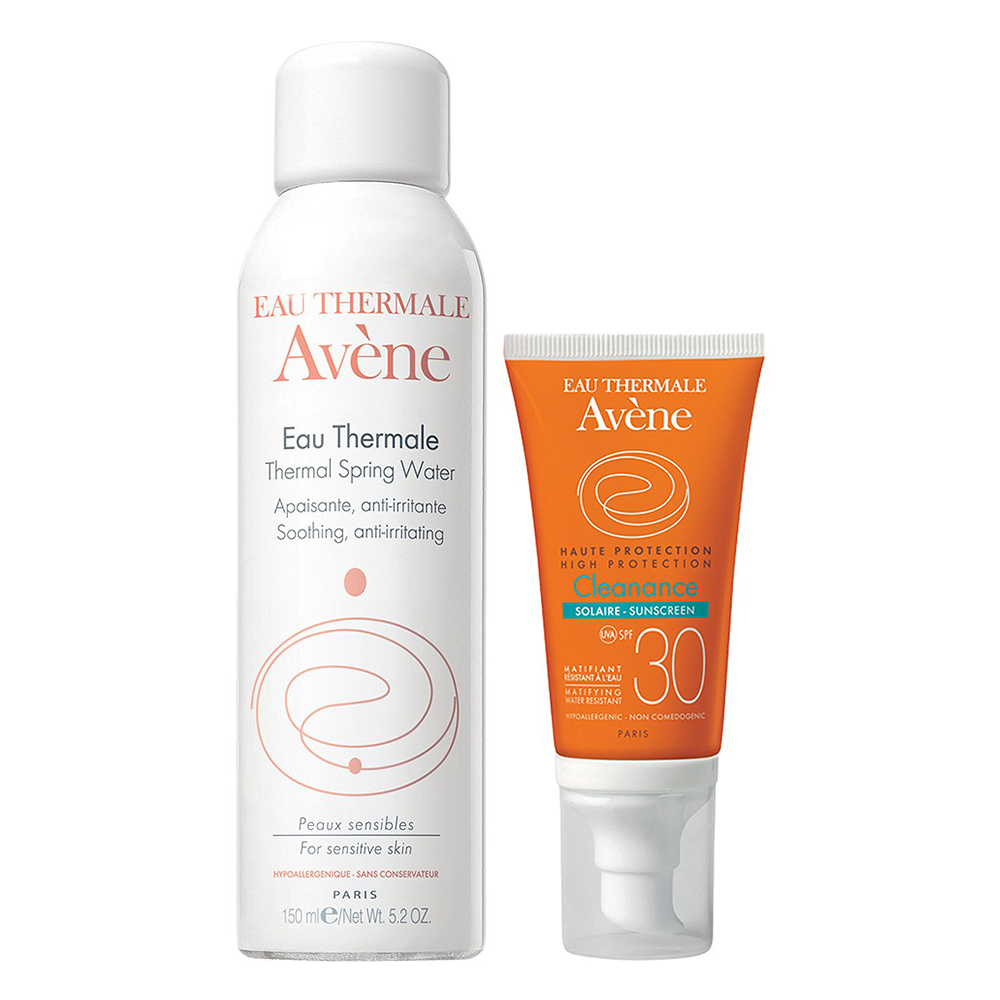 Combo Avene: Kem Chống Nắng SPF 30+ Cho Da Nhờn Mụn - A1ASS2 (50ml) + Nước Khoáng Làm Dịu, Chống Kích Ứng Da - A1ATW2 (150ml)