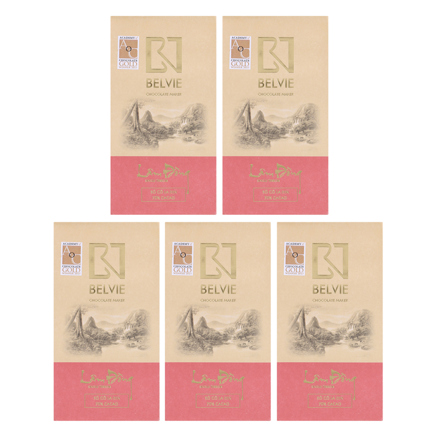 Bộ 5 Thanh Socola Đen Belvie - Lâm Đồng