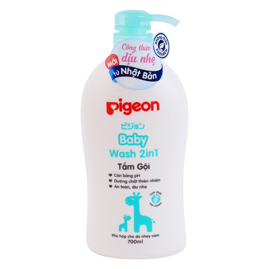 Sữa Tắm Gội Pigeon 2 Trong 1 Tinh Chất Hạt Jojoba Dành Cho Da Nhạy Cảm (700ml)