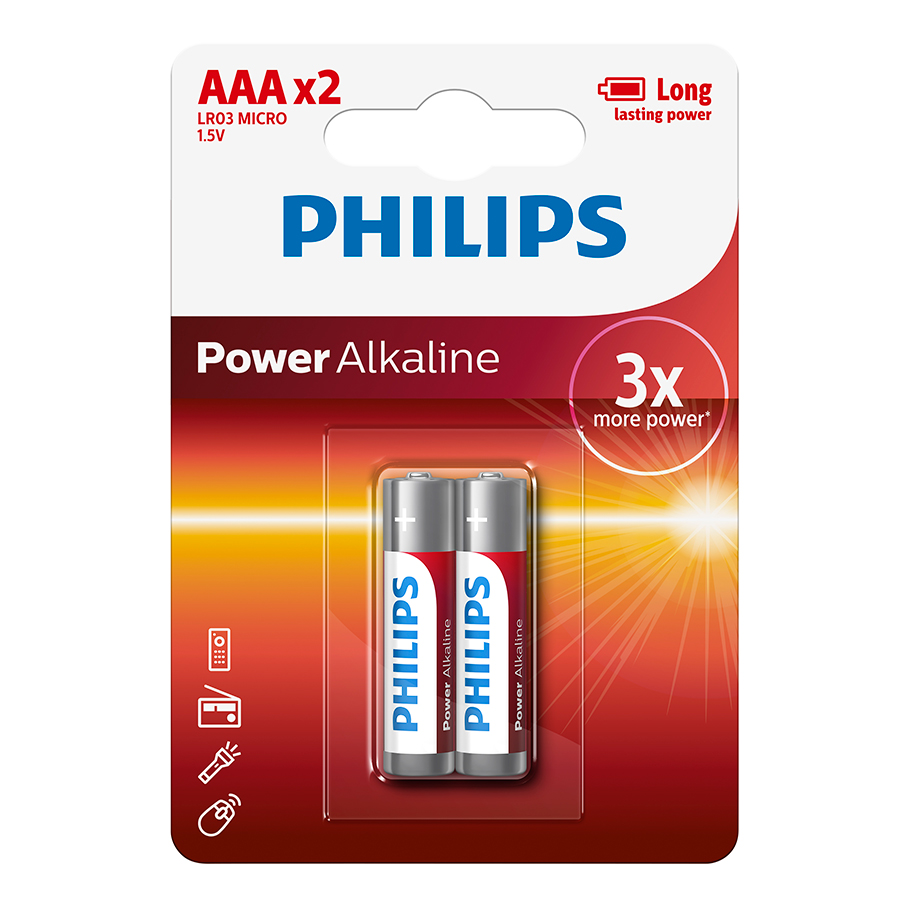 Bộ 5 vỉ pin kiềm AAA Philips LR03P2B