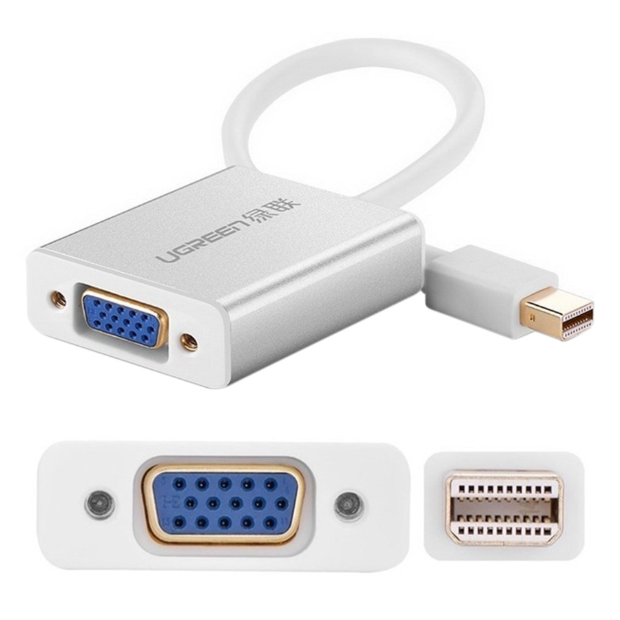 Cáp Mini Displayport To VGA Ugreen 10403 (15cm) - Trắng - Hàng Chính Hãng