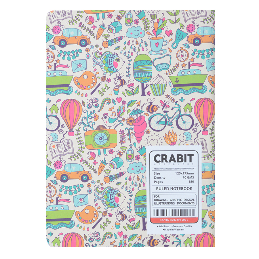 Sổ Tay Kẻ Ngang Crabit Notebuck La Fleur 1002a - Xanh (17.5 x 12.5 cm)