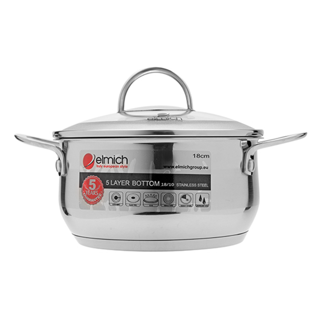 Nồi Inox 304 Đáy Từ 5 Lớp Nắp Kính Celestine Elmich 2355278