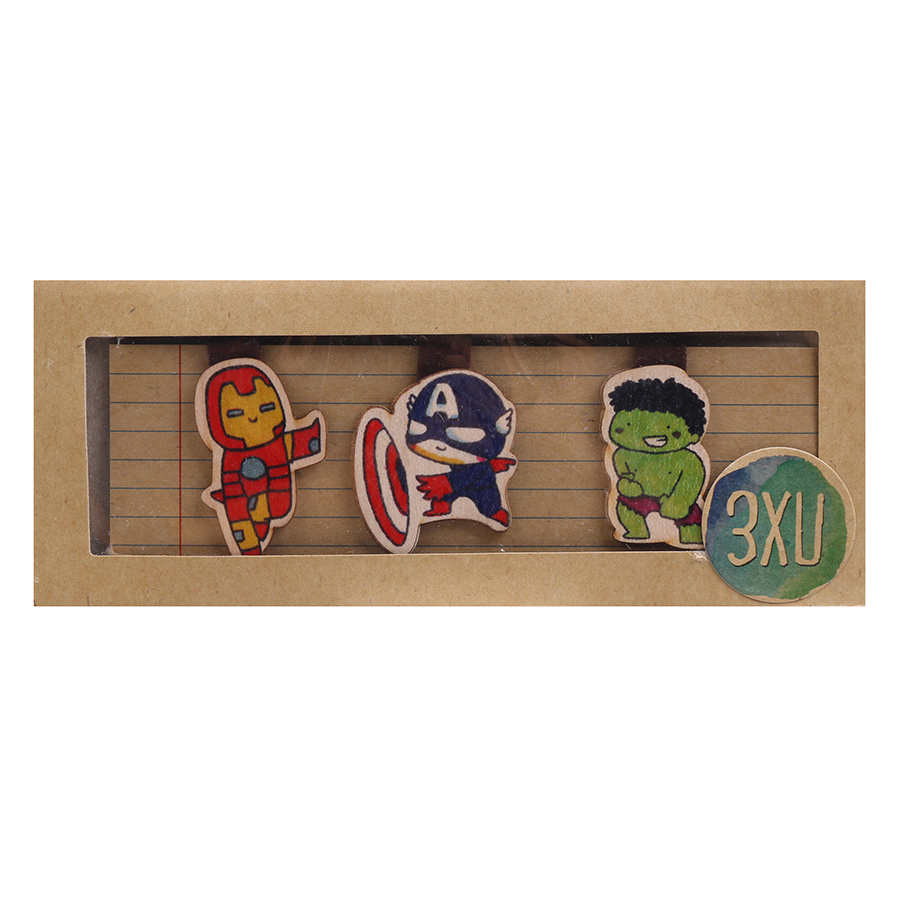 Set 3 Bookmark Gỗ Nam Châm Captain, Iron Man, Hulk