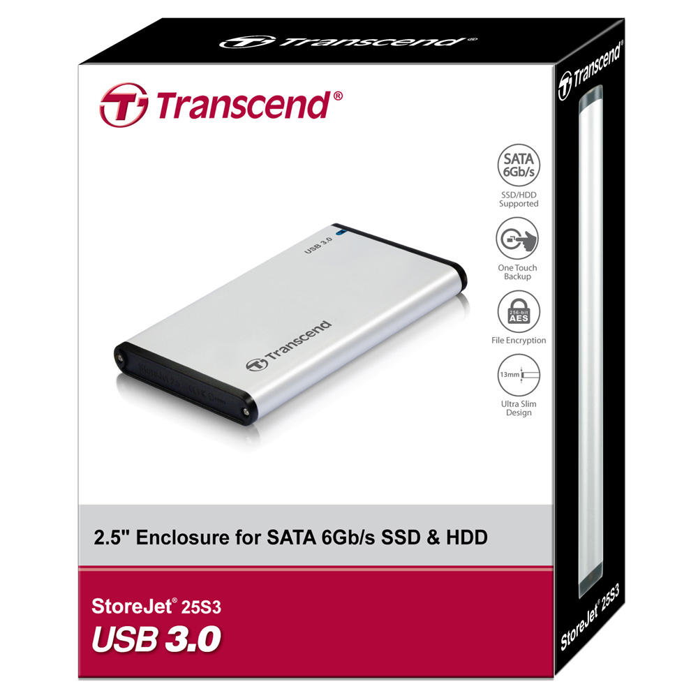 HDD Box 2,5&quot; Transcend StoreJet 25S3 USB3.0 - Hàng chính hãng