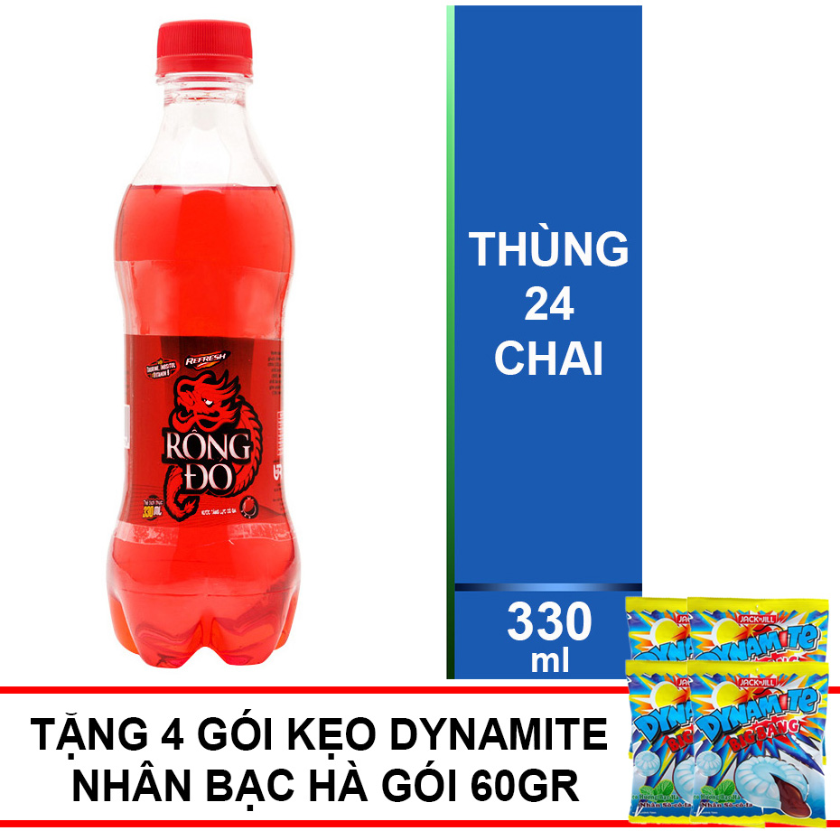 Hình ảnh của sản phẩm Thùng 24 Chai Rồng Đỏ Hương Dâu 330ml 