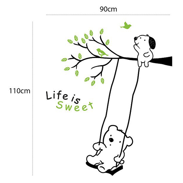 Decal Dán Tường NineWall Lovely Tree And Bear BA017