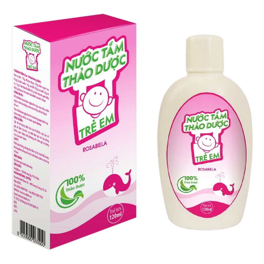 Nước Tắm Thảo Dược Trẻ Em Rosabela, ngăn ngừa rôm sảy (120ml)