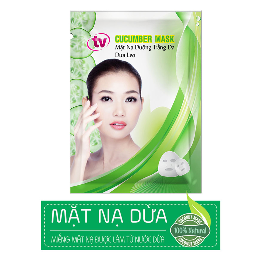 Hộp 5 Miếng Mặt Nạ Dừa Dưỡng Ẩm Chuyên Sâu TV Cucumber Mask TVCM-5