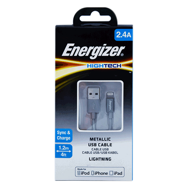 Cáp Sạc Energizer Lightning  1.2m Metallic - Hàng Chính Hãng