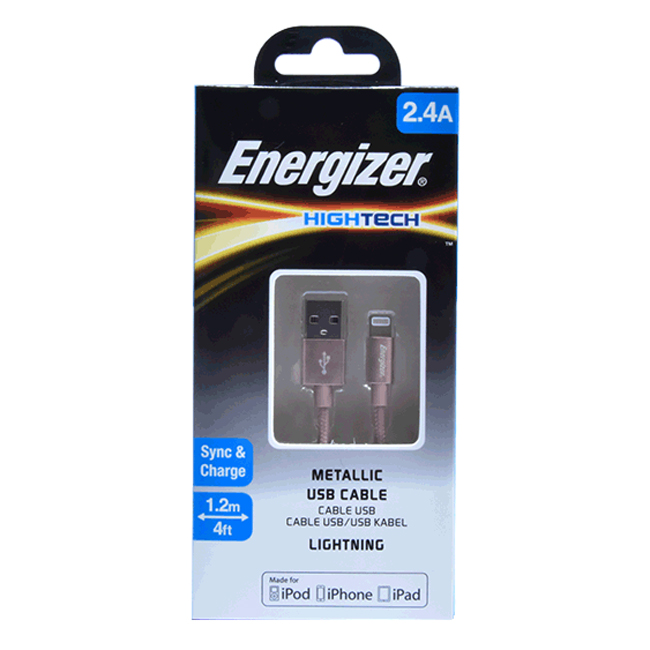 Cáp Sạc Energizer Lightning  1.2m Metallic - Hàng Chính Hãng